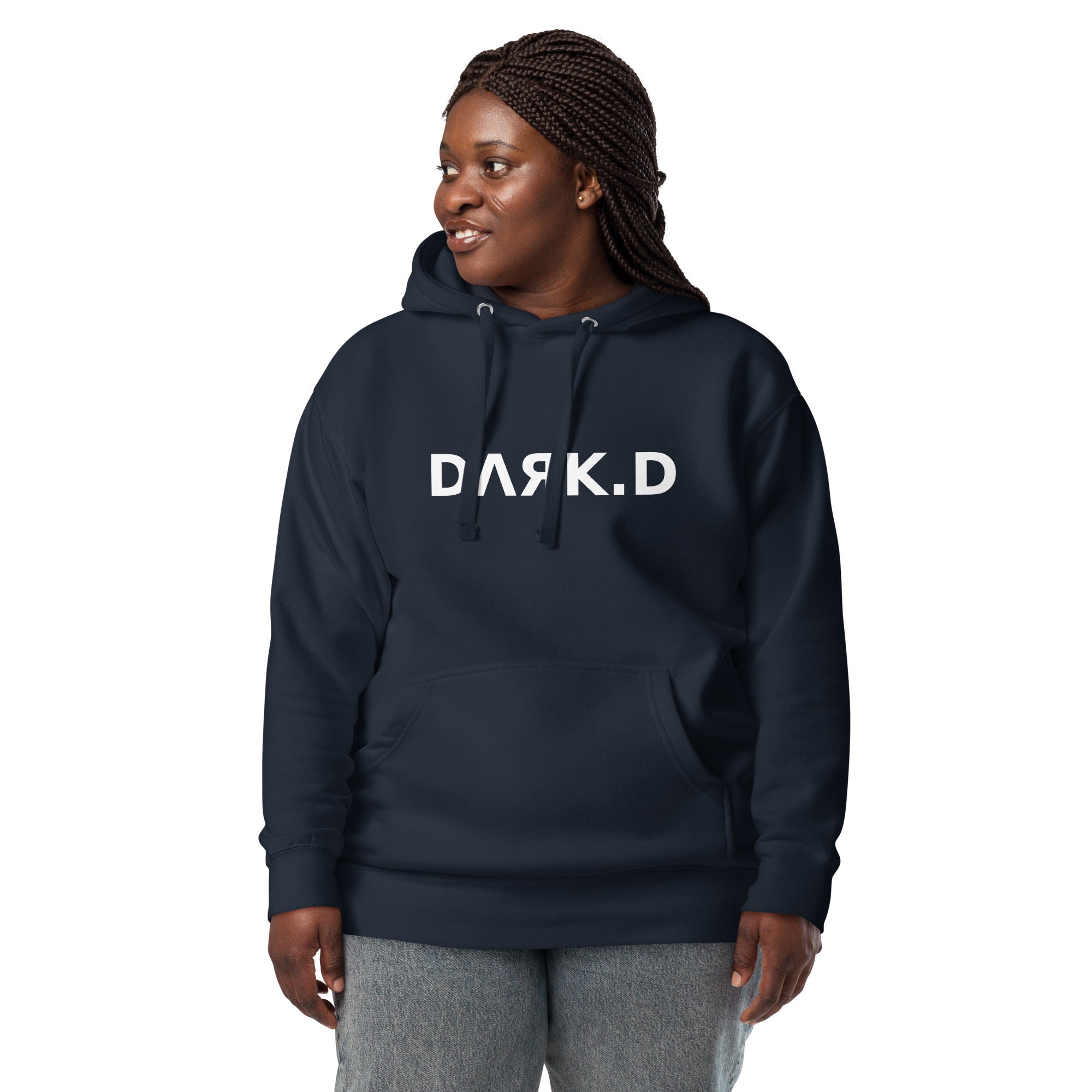 Hoodie Premium Unisexe Dark. D bleu marine - vue de face