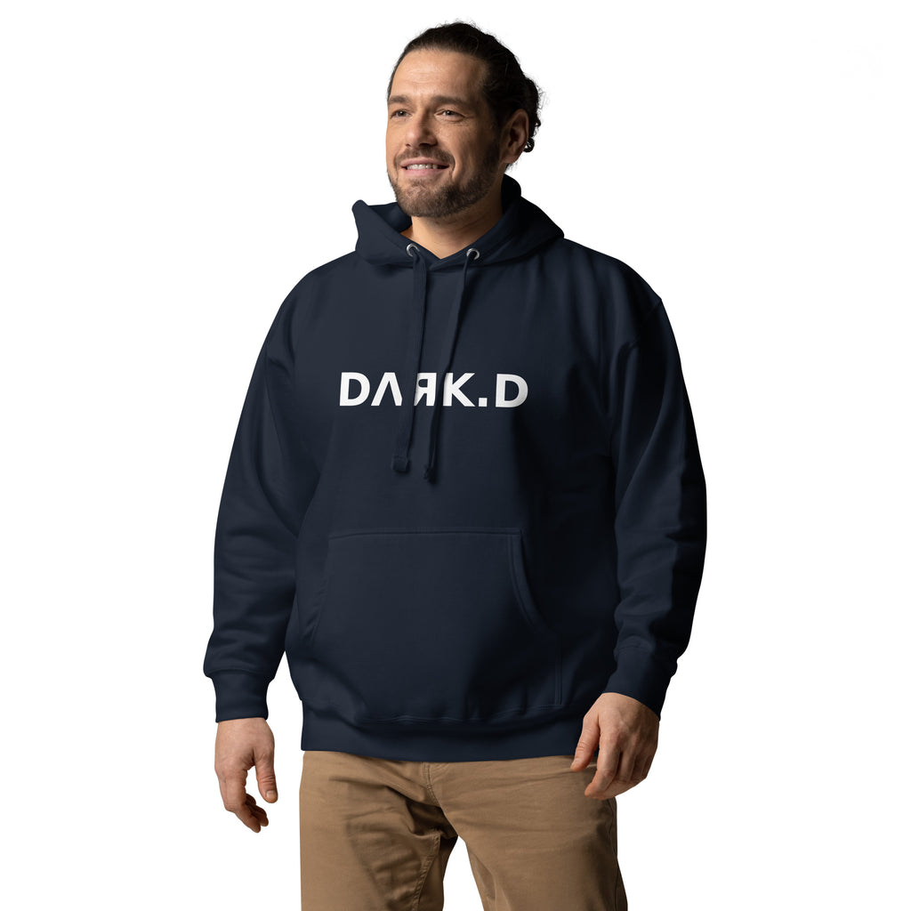 Hoodie Premium Unisexe Dark. D bleu marine - vue trois-quarts gauche