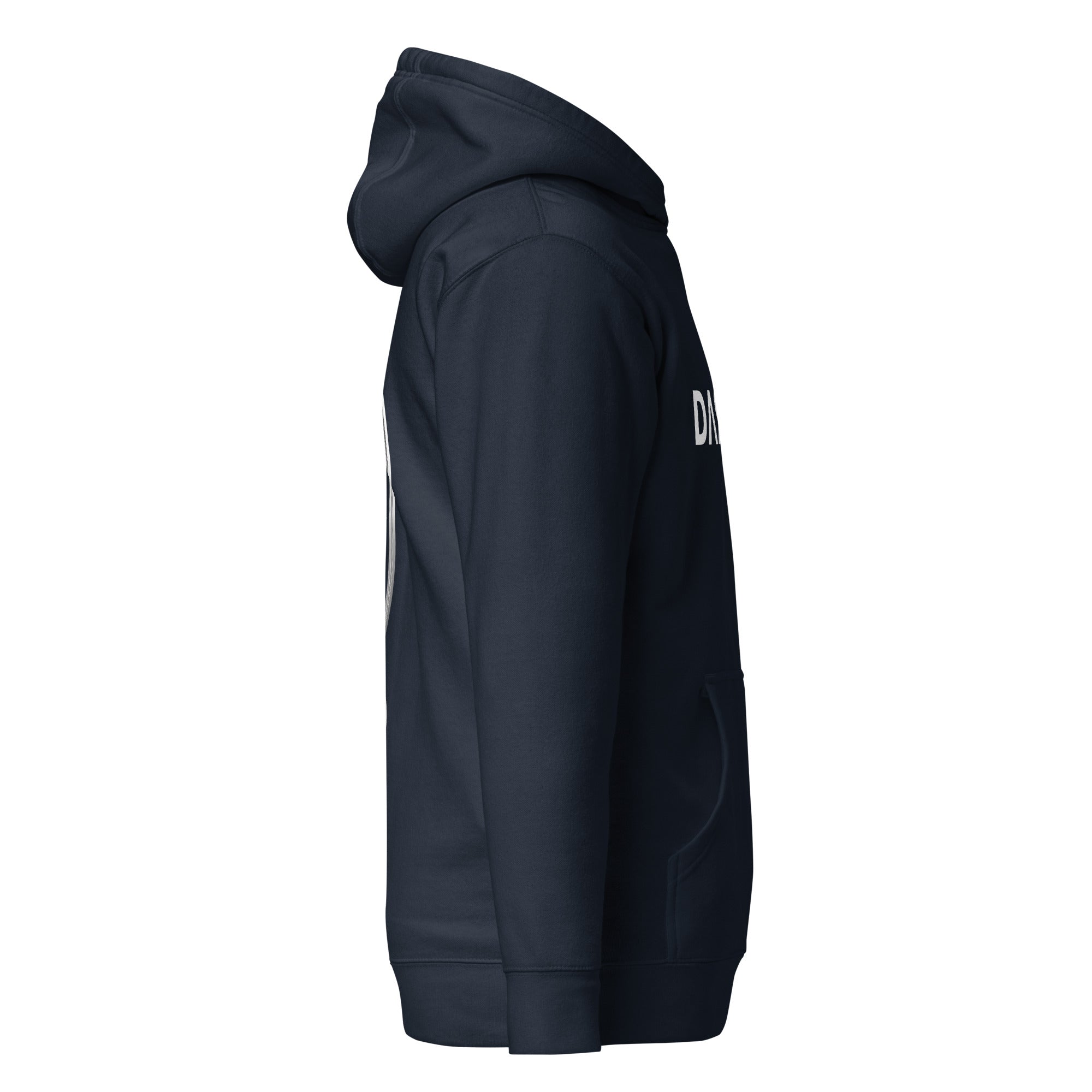 Hoodie Premium Unisexe Dark. D bleu marine - vue de profil droit