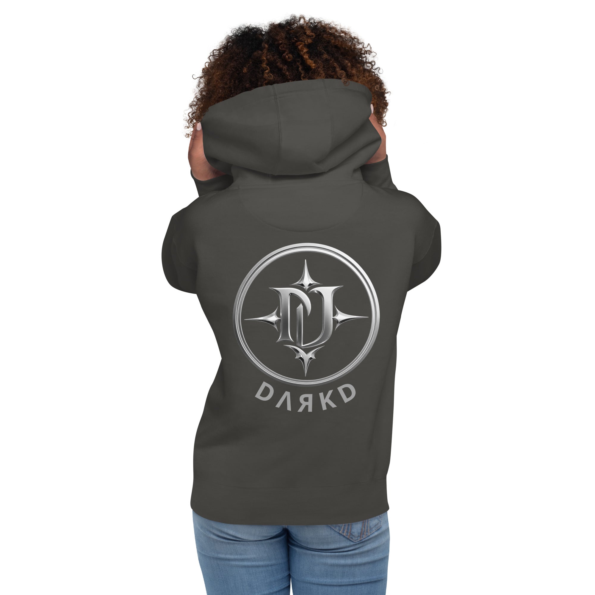 Hoodie Premium Unisexe Dark. D noir vintage - vue de dos