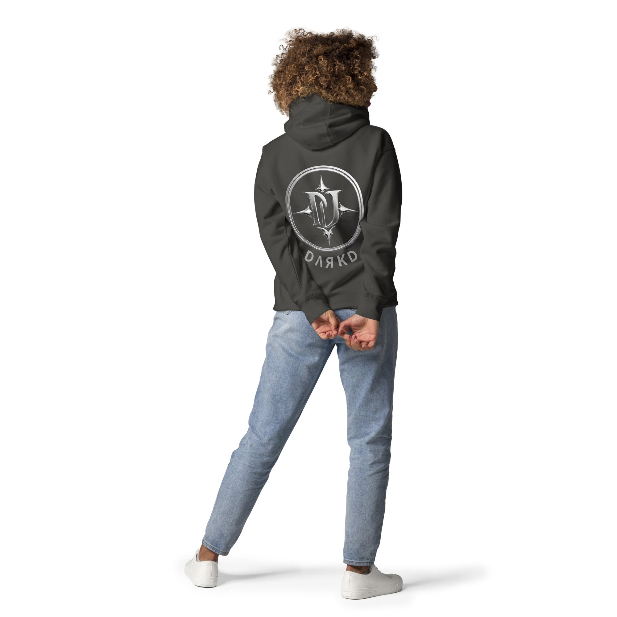 Hoodie Premium Unisexe Dark. D noir vintage - vue de dos