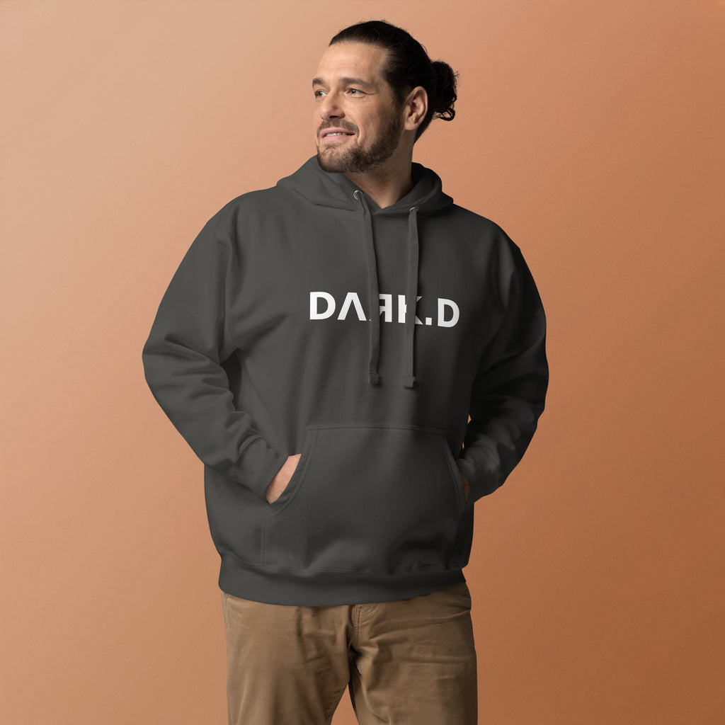 Hoodie Premium Unisexe Dark. D noir vintage - vue de face (détail)