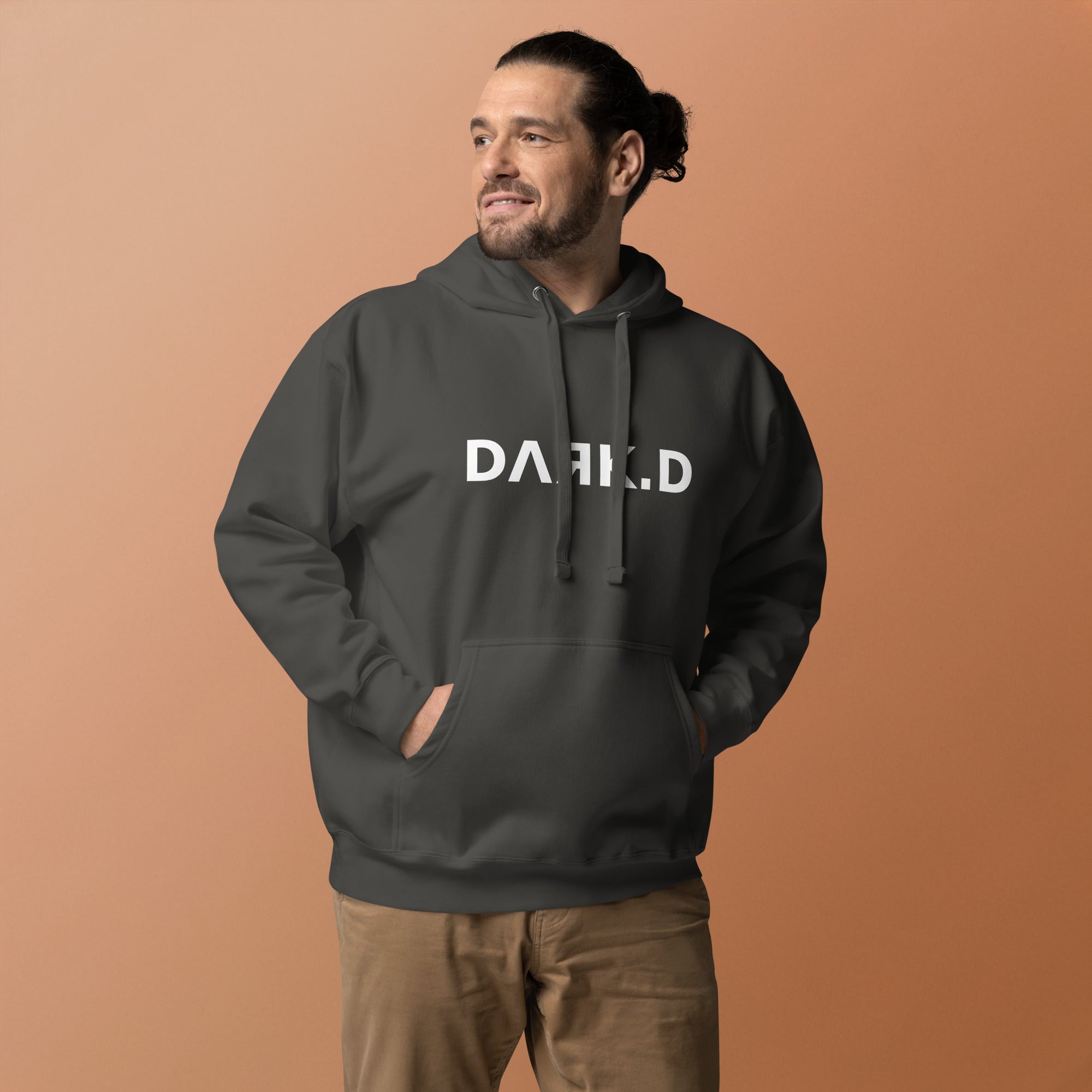 Hoodie Premium Unisexe Dark. D noir vintage - vue de face (détail)