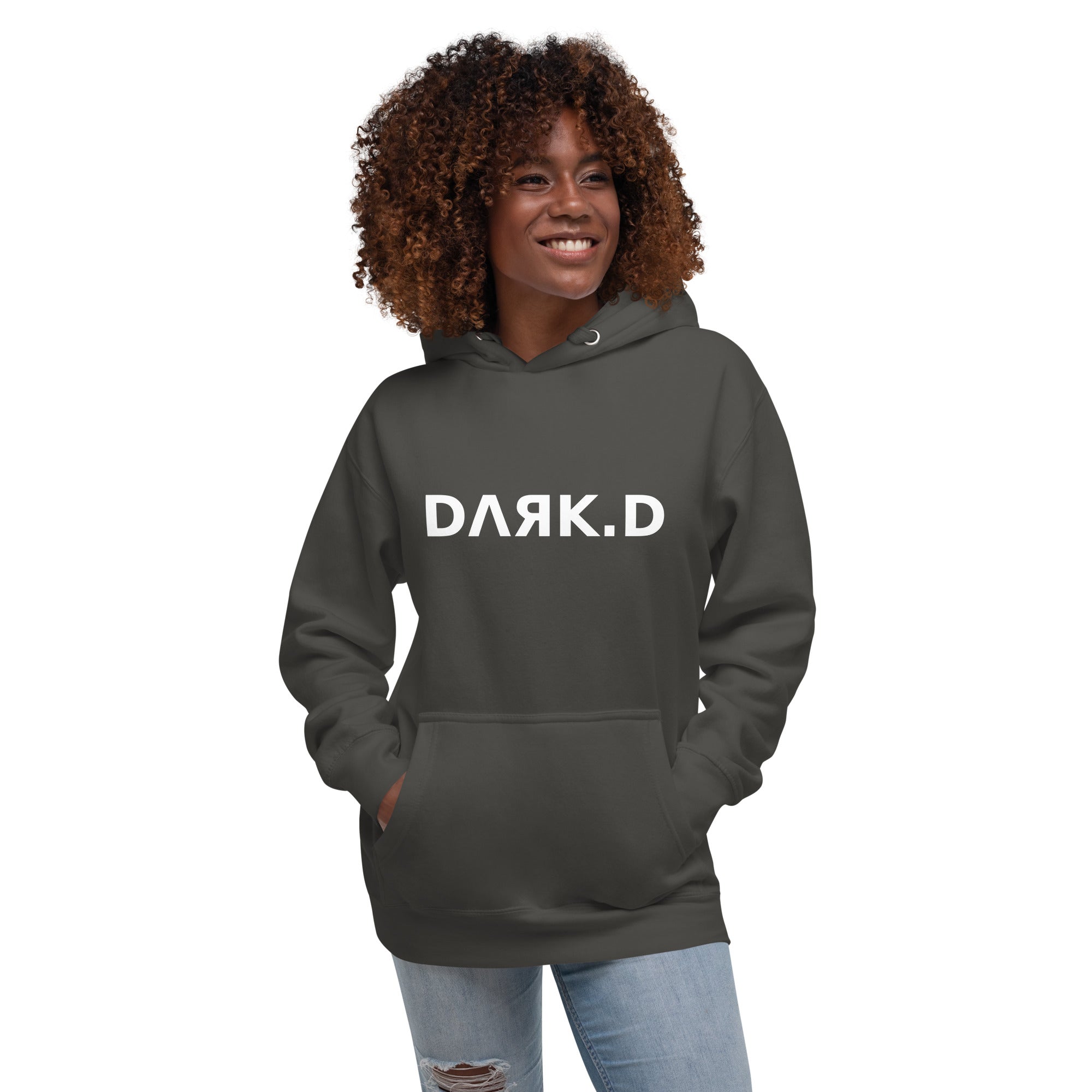 Hoodie Premium Unisexe Dark. D noir vintage - vue de face