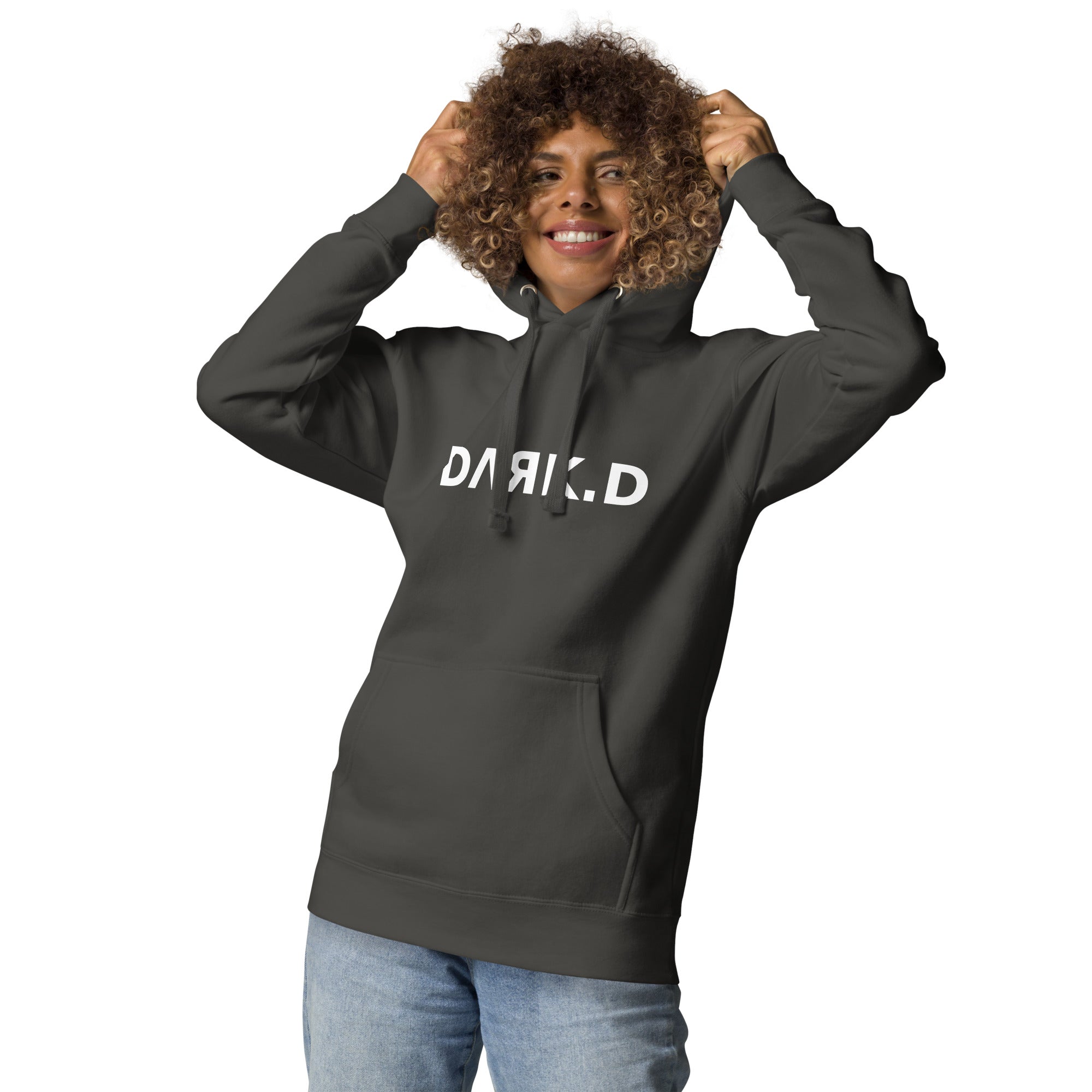 Hoodie Premium Unisexe Dark. D noir vintage - vue de face