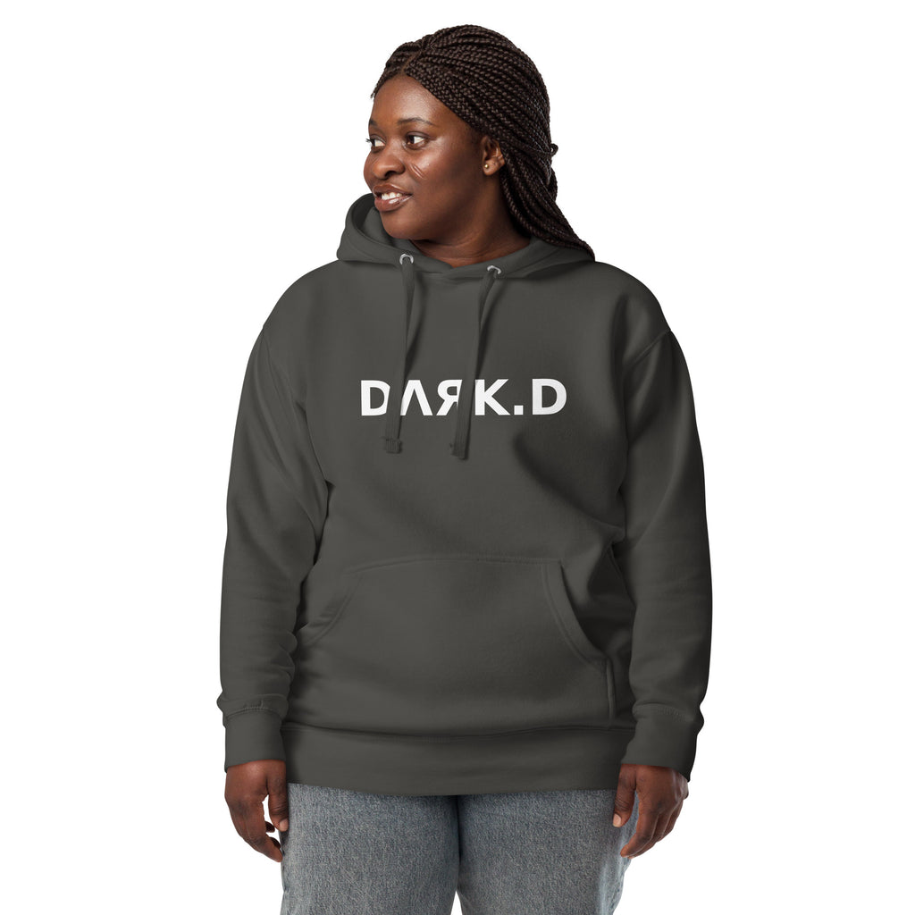 Hoodie Premium Unisexe Dark. D noir vintage - vue de face